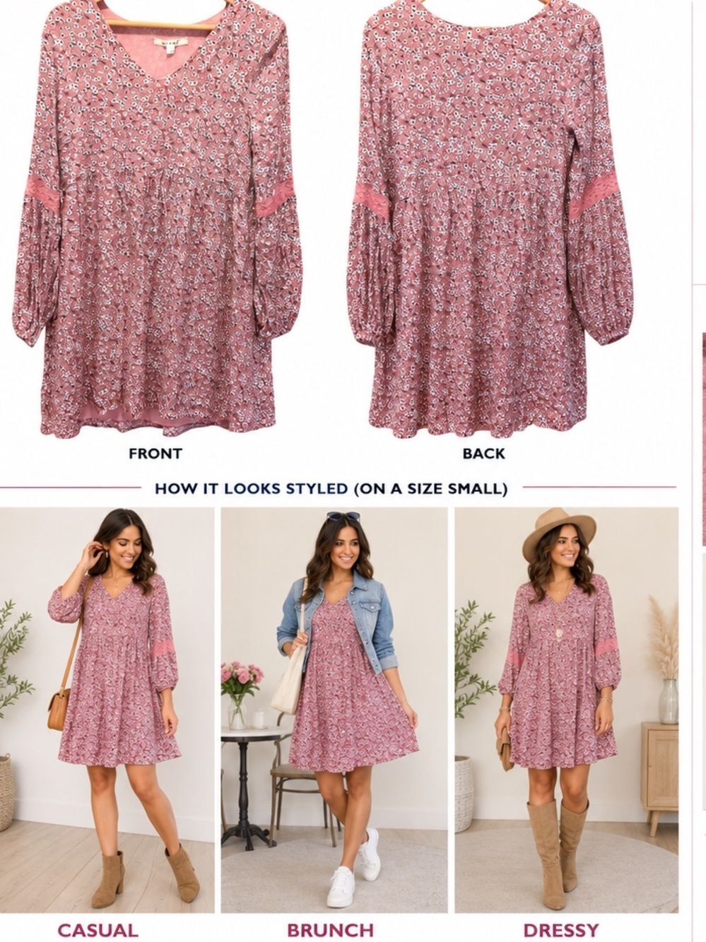 Miami || Pink Floral Print Dress || Small